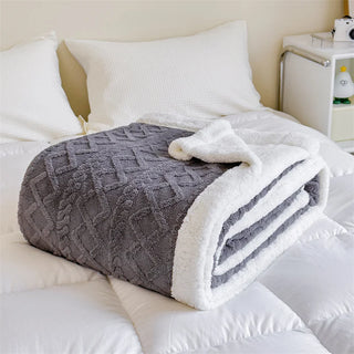 soft throw blanket double layer dark grey cozy polyester tela nativa front view