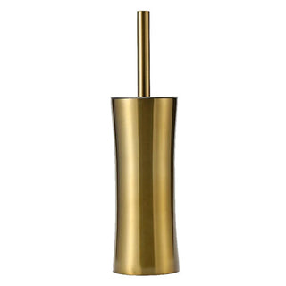 gold brass long handle rust resistant stainless steel toilet brush bathroom front view