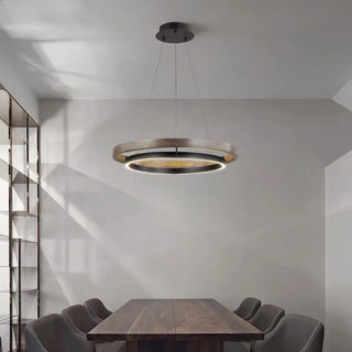 Modern Iron Chandelier – Minimalist LED Dining Room Lighting | Polished Fixture