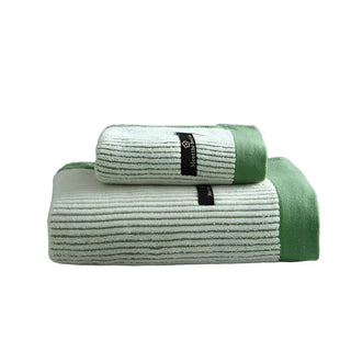 luxury cotton towel set organic cream green face bath towels soft quick drying front view