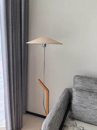 Minimalist Wooden Floor Lamp – Modern LED Lighting With Fabric Lampshade