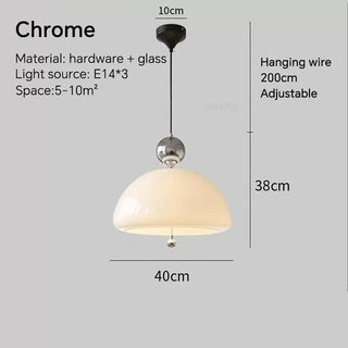 Creamy Glass Pendant Light – Modern LED Bedroom Lamp with Iron Finish Fixture