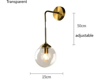 Metal Wall Sconce – Glass Globe Light with Electroplated Iron Arm | Bedroom & Living Room Lamp