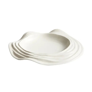 white ceramic plate earthworks handcrafted porcelain plates unique wave design front view