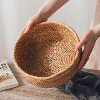 Woven rattan fruit basket