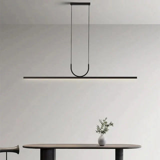 Contemporary Pendant Light – Adjustable Suspension Black Finish LED Lighting