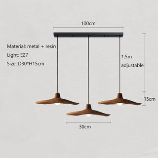 Resin Pendant Light – Wabi-Sabi Wood-Look Pendant with Adjustable Cable