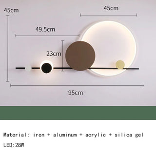 Art Deco Wall Lamp – Geometric Wall Sconce with Black Metal & Acrylic Circle, Warm LED Lighting