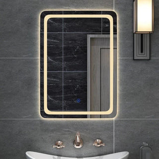 LED copper glass defogging smart bathroom mirror close-up