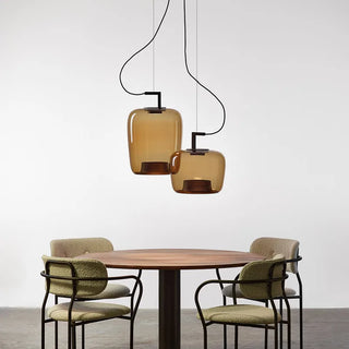 Art Deco Pendant Light – Stone Glass LED Pendant Lighting | Polished Chrome Finish