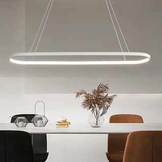 LED Pendant Light - Ultra Slim Oval Aluminium Ceiling Lamp with Acrylic Diffuser