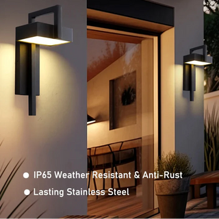 Black Steel Wall Light – Modern Outdoor Lamp With Energy Efficient LED Lighting