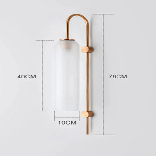 Cylindrical Glass Wall Lamp – Modern Wall Sconce with Gold Arm Lighting