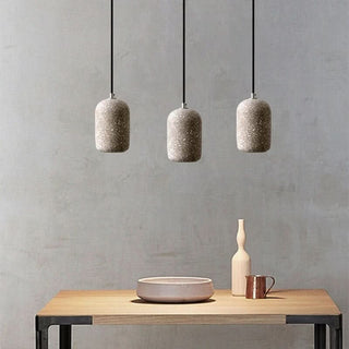 Vintage Pendant Light - Industrial Pendant Lamp with Cement Lampshade & Warm LED