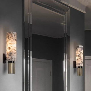 Alabaster Marble Wall Sconce – Luxury Copper Base Integrated LED Lighting