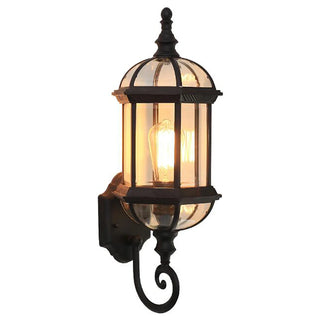 Vintage Outdoor Wall Light – Black Iron Lantern With Aluminium Glass Lamp