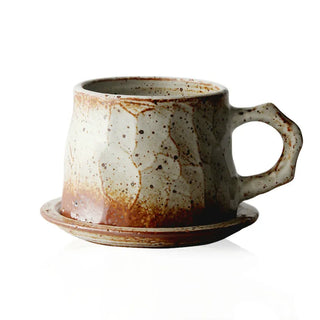 retro ceramic mugs handcrafted vintage style 300ml durable drinkware cups front view