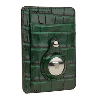 crocodile leather wallet haven slim card holder airtag custom engraving lifestyle view