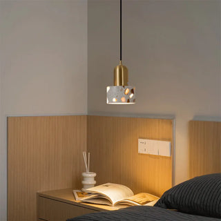 LED Pendant Light – Modern Pendant Lamp with Travertine Stone Shade | Warm Ambient Lighting