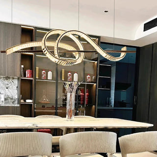Modern Crystal Chandelier – Elegant Brushed Steel Fixture for Living Room Lighting