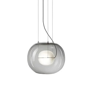 Large white pearl sphere pendant lamp — modern glass and metal light fixture