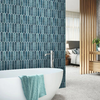 deep blue tile panels pvc self-adhesive matte finish wall cladding sheets close-up