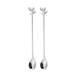 leaf spoon set durable stainless steel cutlery eco friendly utensils close-up