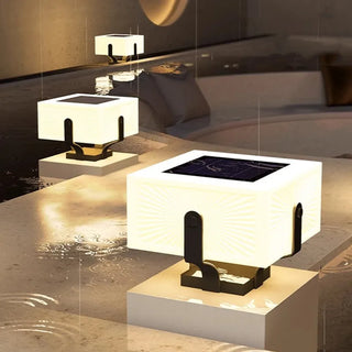 Solar Garden Lamp – Stainless Steel Column Light with LED Outdoor Lighting