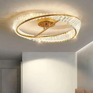 Designer Ceiling Light – Modern Crystal Ring Fixture with Gold Chandelier