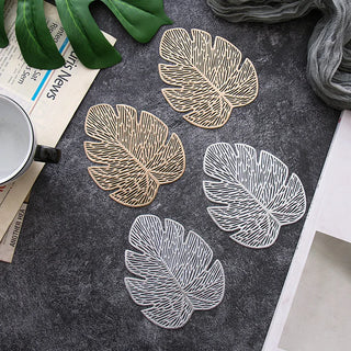 heat insulation placemats leaf design non slip table coasters recycled pvc top view
