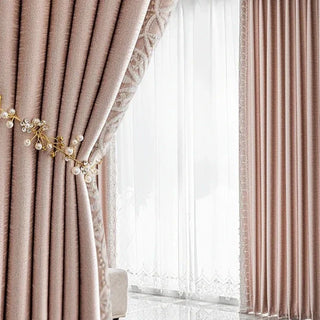 blackout curtain scandinavian minimalist pink drapes polyester woven panel detail