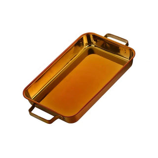 flat bottom grill tray deep dish bronze rainbow stainless steel pan 24cm front view