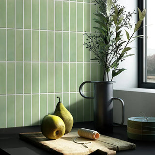 wall tile panels vinyl self adhesive eco friendly waterproof pastel green design close-up