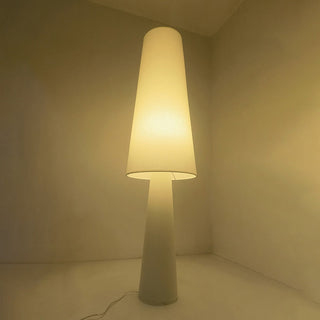 Ivory modern floor lamp wide view — minimalist warm glow