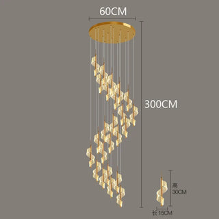 Lustre spirale moderne – Luminaire de luxe en cristal pour villa et salon