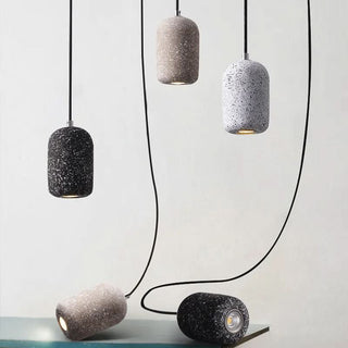 Vintage Pendant Light - Industrial Pendant Lamp with Cement Lampshade & Warm LED