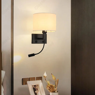 LED Fabric Wall Light – Adjustable Reading Lamp With Soft Lampshade & Warm Frame