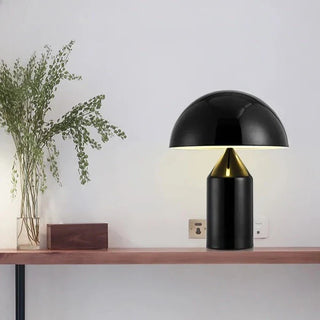 Atollo black dome lamp side — aluminum modern warm