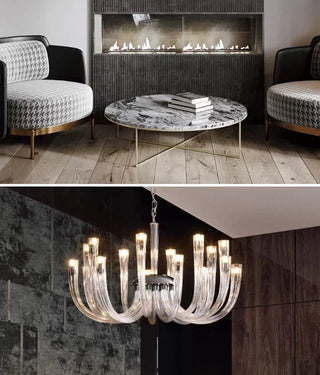 Glass Chandelier – Modern Clear Glass Pendant with Integrated LED Lighting
