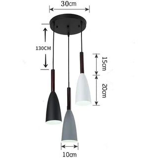Scandinavian Pendant Lamp – Three Light Fixture with Metal Wood Pendant & Natural Wood Collar