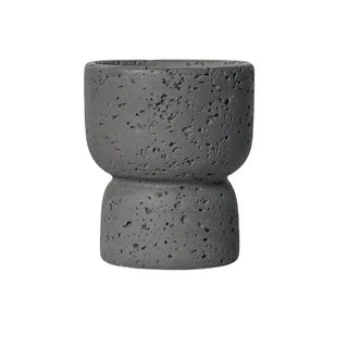 cement candle holder minimalist dark grey cup handcrafted durable decor front view
