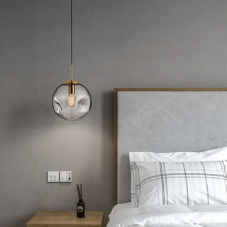 Nordic Glass Pendant Lamp – Cord Pendant Light with Grey Brown Lampshade