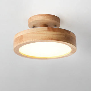Nordic Wooden Ceiling Light – Scandinavian LED Surface Mount Lamp with Warm Wood Finish