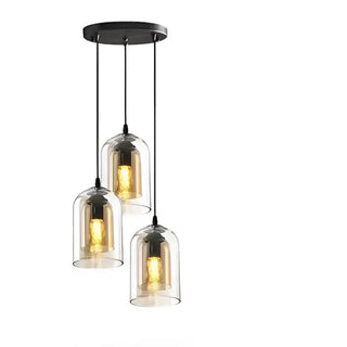 Double glass pendant ceiling light — warm rust patina finish