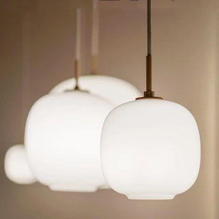 White Glass Pendant Light – Minimalist Kitchen Pendant Lamp with LED Lighting