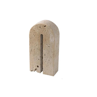 natural stone bookends handcrafted nordic travertine arch supports close-up