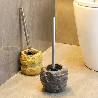 handcrafted charcoal resin ceramic toilet brush bathroom detail