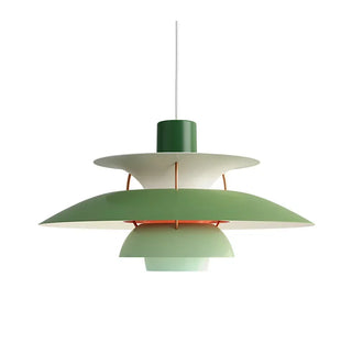 Dimmable metal pendant lamp in contemporary living room — glare-free