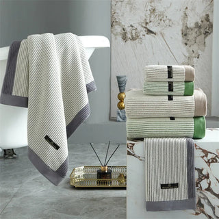 luxury cotton towel set organic cream green face bath towels soft quick drying detail