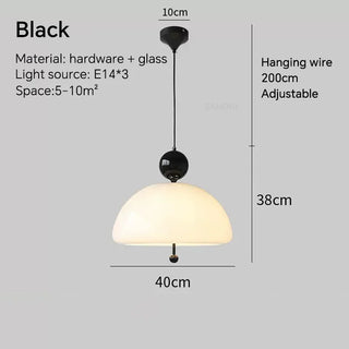 Creamy Glass Pendant Light – Modern LED Bedroom Lamp with Iron Finish Fixture